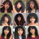 Short Human Hair Wigs with Bangs Brazilian Bob Water Wave Virgin Human Hair Wigs for Black White Women Short Water Wave Bob Wigs with Bangs Natural Black Wigs with Bangs YISEA Store