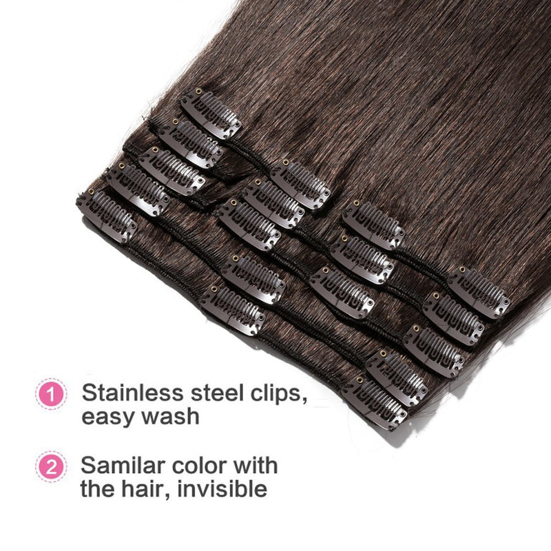 Clip in Remy Human Hair Extensions 10"-24" Grade 7A Quality Full Head 8pcs 18clips Long Soft Silky Straight for Beauty Fashion 120g 24" / 24 inch