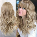 24"Women Synthetic Wigs Long Wavy Blond with Fluffy Air Bangs Light Esmee Store