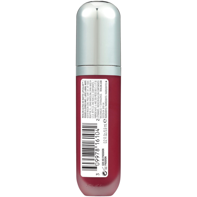Revlon Ultra HD Matte Lipcolor, Velvety Lightweight Matte Liquid Lipstick in Red / Coral, Passion (635), 0.2 oz REVLON
