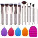 Syntus Makeup Brush Set 16 Makeup Brushes & 4 Blender Sponges & 1 Cleaning Pad Premium Synthetic Foundation Powder Kabuki Blush Concealer Eye Shadow Makeup Brush Kit, Champagne Gold Syntus