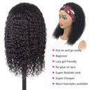 Eooma Headband Wig Curly Human Hair Wigs for Black Women 10A 180% Density Brazilian Kinky Curly Natural Human Hair Headband Wigs Scarf No Gel Gluelees Remy Hair Eooma
