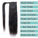 Feelgrace Straight Human Hair Ponytail Extension 10A Grade Brazilian Remy Human Hair Ponytail Extension for Black Women Wrap Around Silky Full Thick Straight Ponytail Hairpiece (14 Inch) Feelgrace