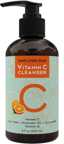 Vitamin C Facial Cleanser (8 oz) Gel for Daily Anti-Aging & Acne Treatment. Clear Pores on Oily, Dry & Sensitive Skin. Natural Makeup Removing Face Wash by Simplified Skin Simplified Skin