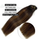 Clip in Hair Extensions Ombre Dark Brown to Chestnut Brown Human Hair Clip in Extensions Real Hair Extensions Balayage Remy Extensions Natural Human Hair Extensions Straight Hair 20inch 7pcs 120g hotbanana
