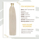 Ugeat I Tip Hair Extensions Human Hair 24Inch White Blonde I Tip Hair Extensions 40Gram/50Strands Keratin Fusion Hair Extensions Human Hair