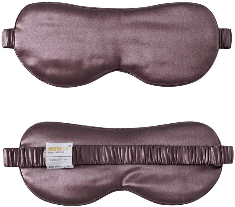 ZIMASILK 100% 22 Momme Pure Mulberry Silk Sleep Mask,Filled with 100% Mulberry Silk，Silk Wrapping Strap- Super Soft & Comfortable Sleep Eye Mask for Sleeping (Gray Purple) ZIMASILK Store