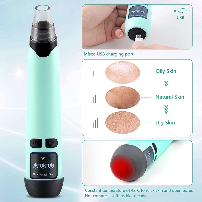 Blackhead Remover Pore Vacuum Cleaner, Facial Pore Cleaner Suctioner, Electric Acne Comedone Whitehead Extractor Tools Beauty Device for Women & Men SIHOHAN