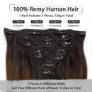 Clip in Hair Extensions Ombre Dark Brown to Chestnut Brown Human Hair Clip in Extensions Real Hair Extensions Balayage Remy Extensions Natural Human Hair Extensions Straight Hair 20inch 7pcs 120g hotbanana