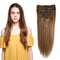 Clip in 100% Remy Human Hair Extensions Grade 7A Quality Full Head 8pcs 18clips Long Soft Silky Straight for Women Beauty #6 Light Brown 22" / 22 inch 110g MY-LADY