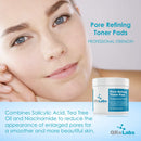 New! Pore Refining Toner Pads with Salicylic Acid and Niacinamide in a Witch Hazel Solution - Boosted with Vitamins B5, C & E, Chamomile & Green Tea - Help Reduce Inflammation and Enlarged Pores QRxLabs
