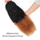 Wrap Drawstring Kinky Straight Human Hair Puff Ponytail Extensions with Clips Afro Yaki Brazilian Hair Natural Color Clip in Pony Tail Extensions Wavy Hair (10", yaki) ALISFEEL