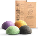Organic Natural Facial Konjac Sponge and Face Scrubber - Buff Puff for Gentle Face Exfoliation Deep Pore Facial Cleansing Sponge – Aloe Vera, Activated Charcoal, Lavender, Turmeric – 4pc. Set SKINCARESS ME