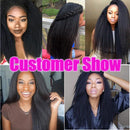 Odir Brazilian Kinky Straight Human Hair 3 Bundlles 16 16 16 inch Yaki Straight Hair Weave Bundles Unprocessed Brazilian Virgin Human Hair Bundles Natural Color Odir