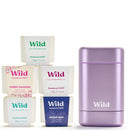 Wild - The Full Monty Aluminum Free Deodorant Starter Kit for Men - Refillable Stick Deodorant with Purple Case & Zero Plastic Vegan Refills in a Variety of Scents 5 x 1.4oz - Long Lasting Protection Infinity Warehouse