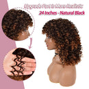 Short Curly Wigs for Black Women - Ombre Brown Synthetic African American Full Kinky Curly Afro Hair Wig with Bangs rosmile