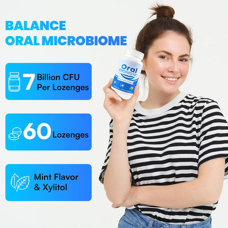 Oral Probiotics, 11 Billion CFU, with M18, A12, Oral Probiotics for Mouth Bad Breath for adults, Dry Mouth, Gum Health & Gum Restore, Chronic Halitosis, Fresh Breath, 60 Lozenges (Mint Flavor) Infinity Warehouse