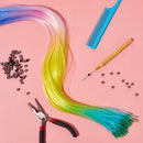 Rainbow Microbead Hair Extensions and Tools (20 In, Pastel Ombre, 202 Pieces) Glamlily