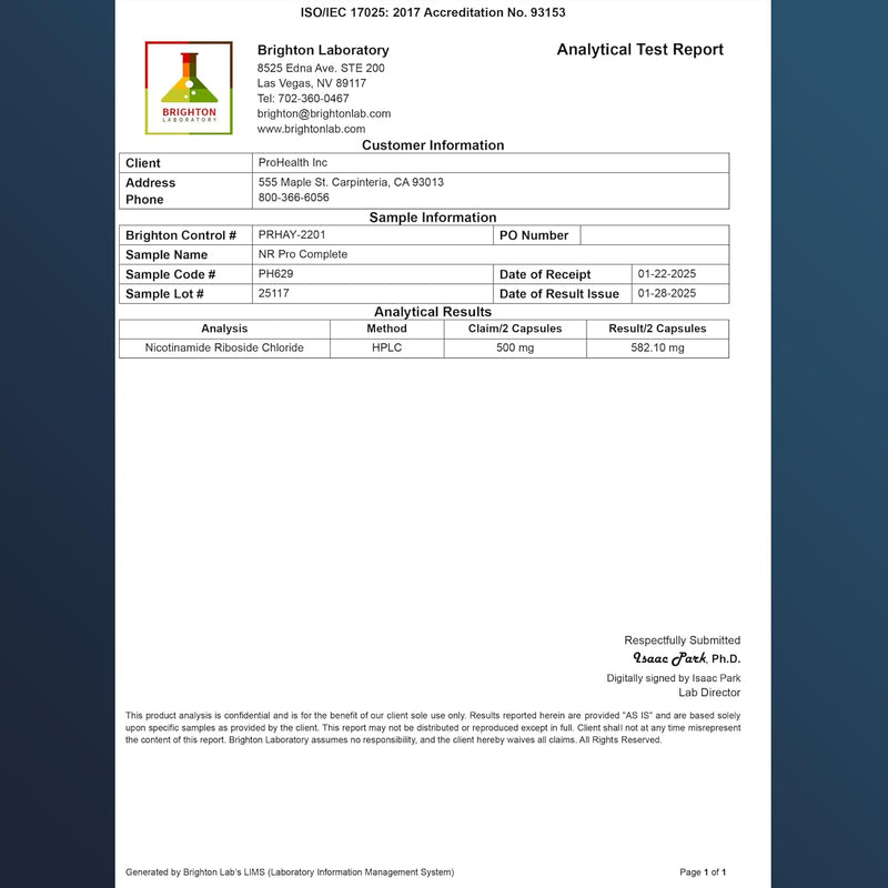 ProHealth Nicotinamide Riboside Pro Complete NAD+ Supplement. 500mg Patented Niagen NR (The Active Ingredient in NMN), Plus 250mg TMG, Plus 500mg Trans-Resveratrol. Equal to 690mg of NMN. 30 Servings Infinity Warehouse