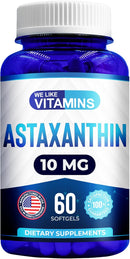 We Like Vitamins Astaxanthin 10mg Softgel - Highly Potent Astaxanthin Supplements from Haematococcus Pluvialis - Improves Eye, Joint, Skin Health & Energy Levels - 60 Count, 2 Month Supply Infinity Warehouse