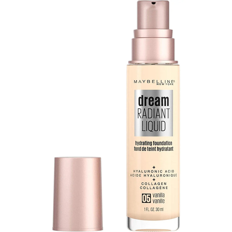 Maybelline Dream Radiant Liquid Medium Coverage Hydrating Makeup, Lightweight Liquid Foundation, Vanilla, 1 Fl; Oz Maybelline New York