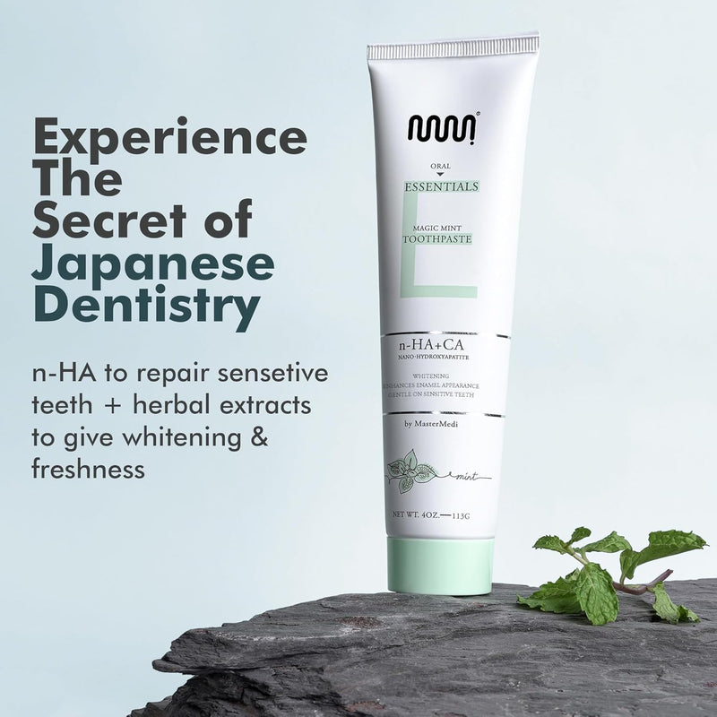 MasterMedi Nano Hydroxyapatite Toothpaste – Fluoride Free, SLS Free, for Sensitive Teeth, Whitening, Enamel Remineralization, Magic Mint, Dentist Recommended, 4 oz (Pack of 3) Infinity Warehouse