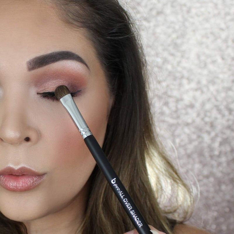 Professional Shader Eyeshadow Brush - Beauty Junkees pro All Over Short Flat Shader Eye Makeup Brush with Dense Rounded Natural Hair Bristles to Pack Eye Shadow Powder on Eyelid; Premium Quality Beauty Junkees