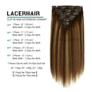 Lacer 18 Inch Highlight Clip in Hair Extensions Chocolate Brown to Caramel Blonde Remy Clip in Human Hair Extensions Straight Balayage Real Natural Hair Extensions 120g 7pcs Lacer Store