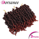 8 Inch 3 Packs Pre-twisted Spring Twist Braids Crochet Hair Short Curly Braids Pretwisted Passion Twists Bomb Twist Bob Pre-looped Synthetic Hair Extensions (T350