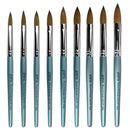 PANA USA Pure Kolinsky Hair Acrylic Nail Brush - Oval Crimped Teal Wood Handle (Size 10) PANA