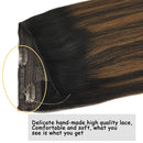 GOO GOO Hair Extensions 18 Inch Wire Hair Extensions Natural Black Mixed Chestnut Brown 80g Ombre Wire Hair Extensions with Transparent Line Hairpiece Long Hair Extensions GOO GOO