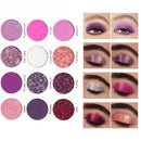 12 Colors Glitter Purple Pink Cheap Eyeshadow Makeup Palette Pallets,Bright High Pigmented Metallic Shimmer Rainbow Colorful Pressed Glitter Eyeshadow Eye Glitter Makeup Palette Pallets Set for Girls BINGBRUSH