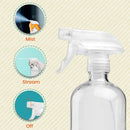 Clear Glass Spray Bottles For Cleaning Solutions (4 Pack) - 16 Ounce, Refillable Sprayer for Essential Oil, Water, Kitchen, Hair. Durable Black Trigger Sprayer w/Mist and Stream Settings (Clear) Homeries