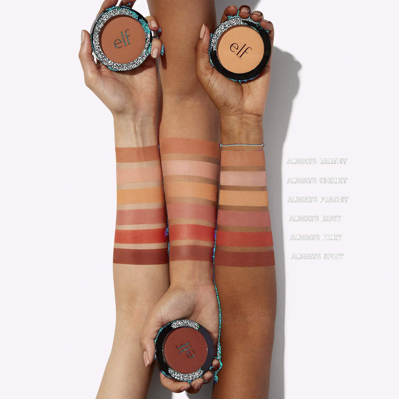 e.l.f, Primer-Infused Blush, Long-Wear, Matte, Bold, Lightweight, Blends Easily, Contours Cheeks, Always Rosy, All-Day Wear, 0.35 Oz e.l.f.