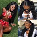 Lace Front Wigs Human Hair Pre Plucked 22inch 4x4 Deep Wave Human Hair Wigs for Black Women 12A Virgin Deep Wave Closure Wigs with Baby Hair Bleached Knots Natural Color LIKE HER