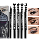 4 Styles/Set Pen Eyeliner Stamp Wing Liner, Waterproof, Double Sided & Long Lasting Eye Pencil , (Heart/Moon/Star /Flowers )Shape Stamp Pen, Super Slim Gel Felt Tip High Black Pigment (4PCS) Topcent