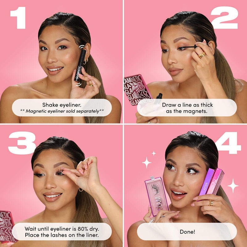 Glamnetic Lash and Liner Bundle - Venus | Vegan Magnetic Eyelashes, Short Cat Eye Faux Mink Lashes, Flared 3D Natural Look, Reusable up to 60 times - 1 Pair Glamnetic