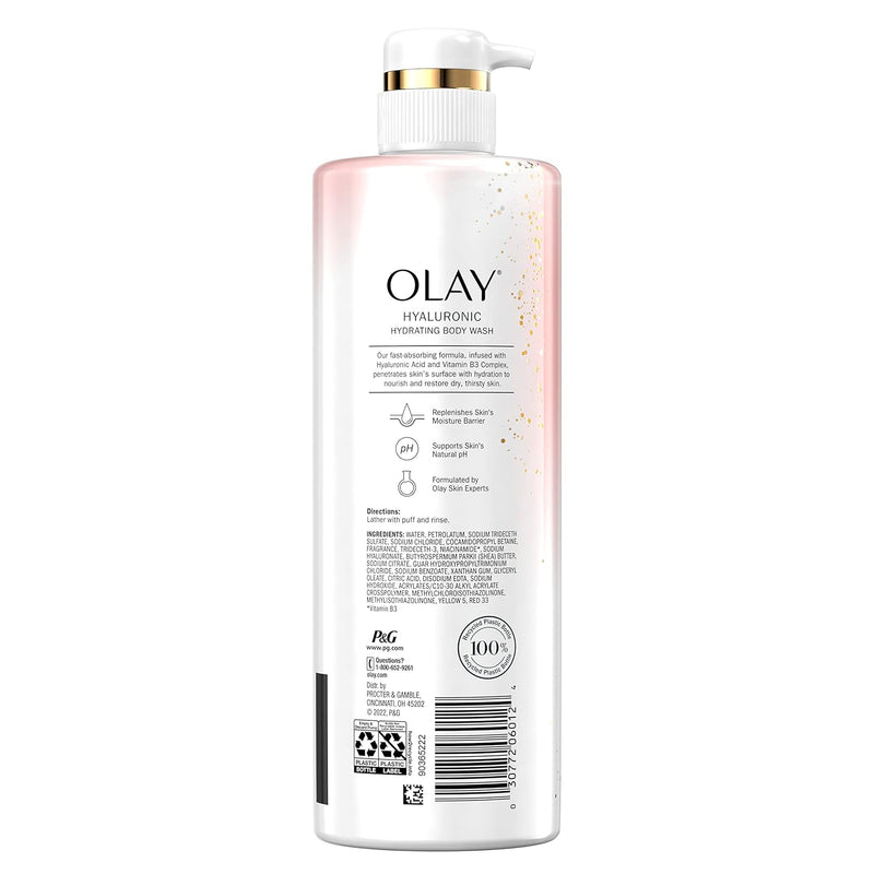 Olay Cleansing & Moisturizing Womens Body Wash 4ct with Vitamin B3 and Hyaluronic Acid 26 fl oz (Pack of 4) Infinity Warehouse
