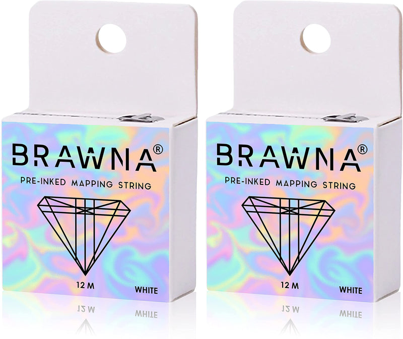 White Pre Inked String for Eyebrow Mapping - Microshading Supplies - Brow Henna Tinting Kit - Eyebrow Measuring Tool - 2 Pack BRAWNA