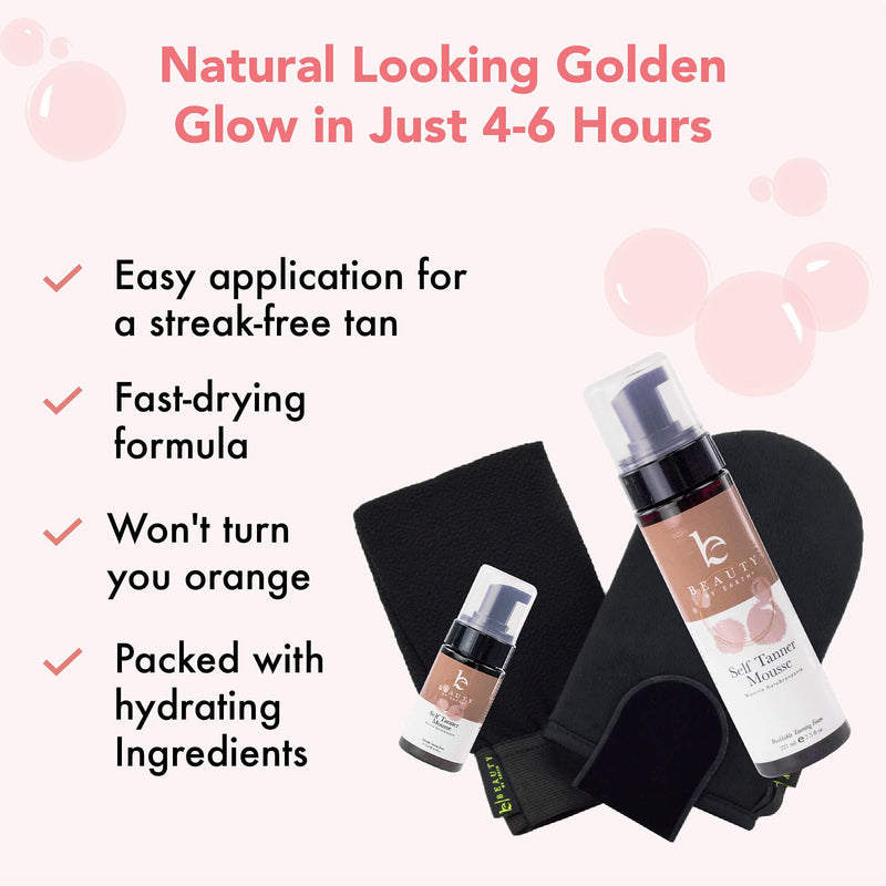 Beauty by Earth Self Tanner Mousse - Medium to Dark Fake Tan Sunless Tanner, Self Tanners Best Sellers, Natural Looking Self Tan, Self Tanning Mousse, Tanning Foam for Use as Body or Face Tanner Beauty by Earth