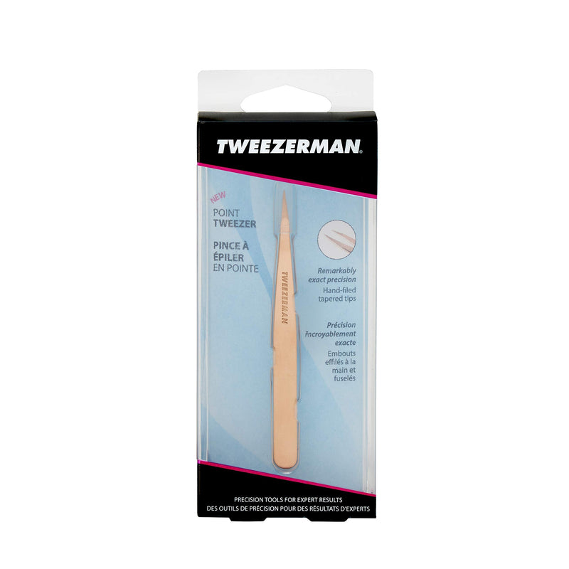 Tweezerman Stainless Steel Point Tweezer - Eyebrow Precision Tweezers, Facial and Ingrown Hair Removal (Rose Gold) Tweezerman