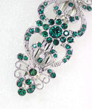 Faship Gorgeous Green Crystal Hearts And Floral Hair Barrette Faship