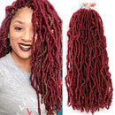 New Soft locs 18 inch 6 Packs Faux Locs Curly Wavy Crochet Synthetic Braiding Hair Extensions(18 inch, Burgundy) conrora