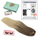 Doores Human Hair Extensions Clip in Ombre Ash Brown to Platinum Blonde 120g 7pcs 22 Inch Clip in Hair Extensions Straight Natural Hair Extensions Clip in Real Extensions DOORES Store