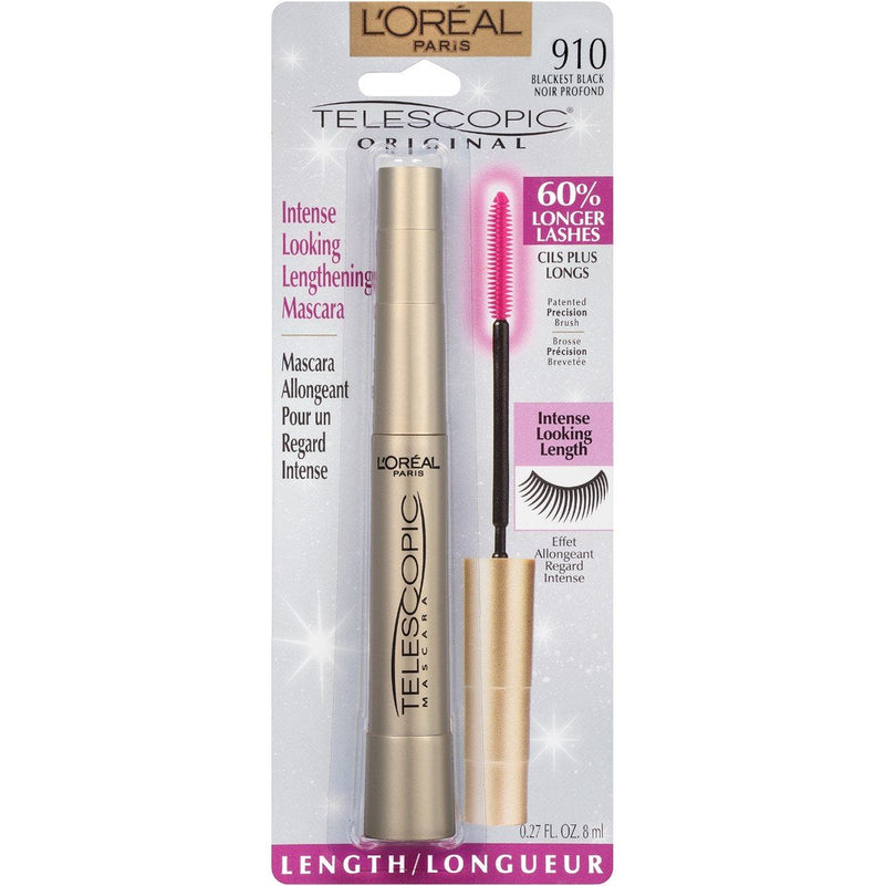 L'Oreal Paris Makeup Telescopic Original Lengthening Mascara, Blackest Black, 0.27 Fl Oz (1 Count) L'Oreal Paris