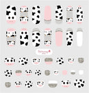 Petitwings Nail Stickers Wraps Decals Polish Self-Adhesive for Kid Girls Boys, a Nail File (Korean Made) (Cute Cow) Petitwings