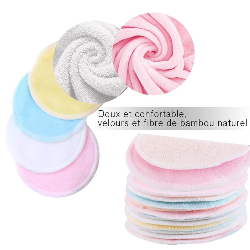Reusable Makeup Remover Pads| Bamboo Fiber Organic Cotton Pads Face| Face Cleaner and Eyes Make Up Remover Pads Zero Waste Washable| for All Skin Types | 1 Laundry Bag+1 Storage Bag| 16 Pcs CT CAPETRONIX