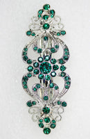Faship Gorgeous Green Crystal Hearts And Floral Hair Barrette Faship