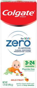 Colgate Zero Baby and Toddler Training Toothpaste, Fluoride Free & SLS Free, Natural Mild Fruit - 1.75 Ounce Colgate