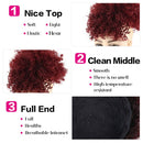 LEOSA Wig Afro Puff Drawstring Ponytail Bun with Bangs Heat Resistant Synthetic Short Kinky Curly Ponytail Updo Hair Extensions with Two Clips,Natural looking Curly Women Hairpieces (